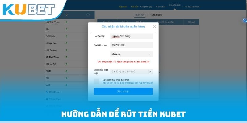 Hướng dẫn để rút tiền Kubet